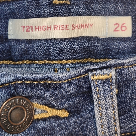 Levis Jeans Womens Size 26 Blue 721 High Rise Skinny Medium Wash Stretch Casual - Picture 11 of 11